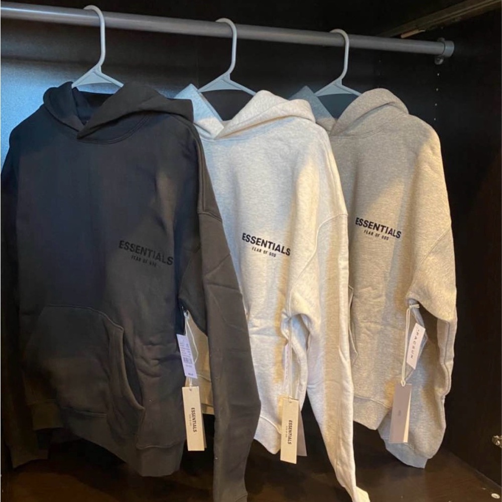 Essentials Men's Hoodie Trio - Black, Light Gray, Cream